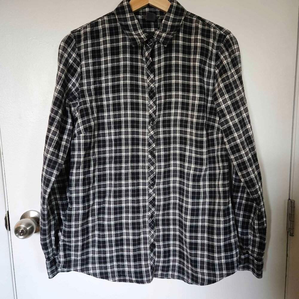 Eddie Bauer Plaid Flannel | Women's Size Small | Grey/Black/White